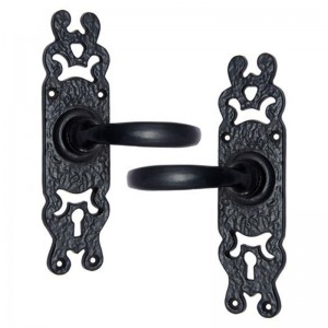 "Zerubbabel" Black Iron Door Handle with Plate 